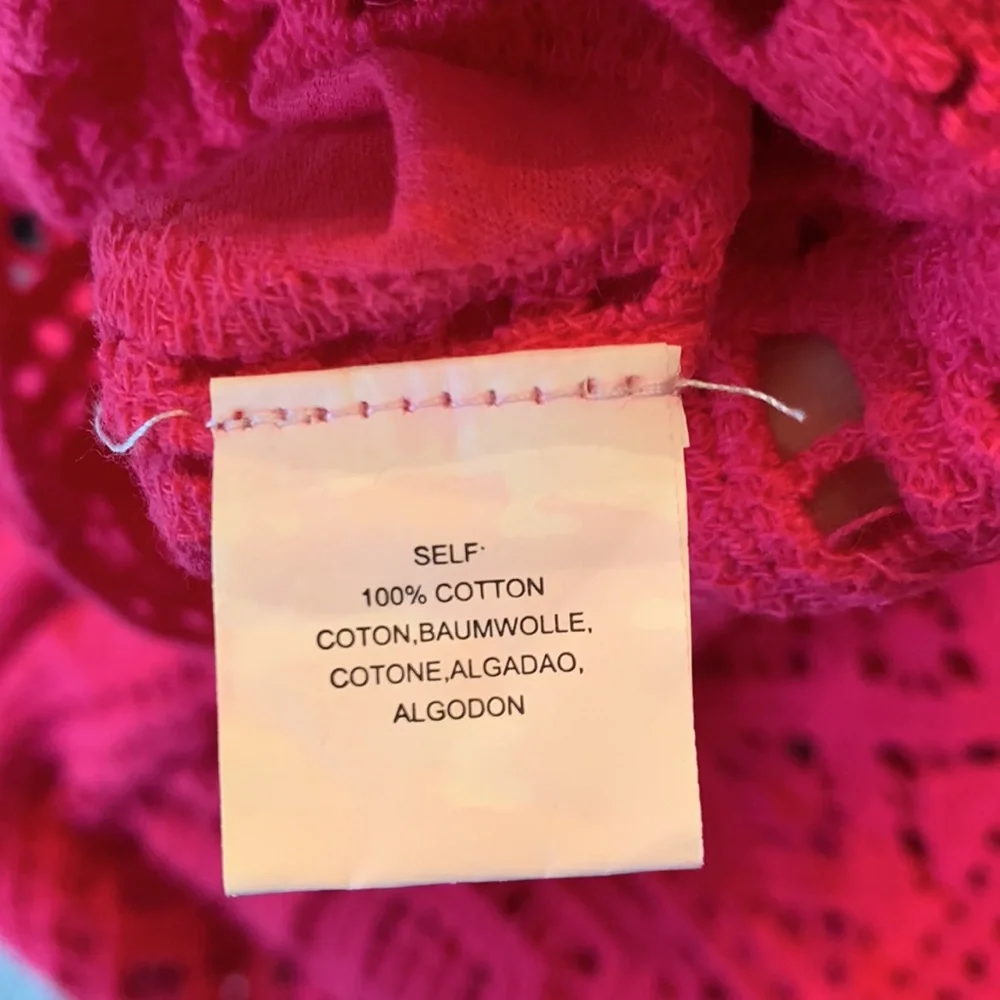 Anthropologie Crochet Lace Peasant Top in Raspberry Pink